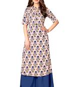 Kimisha Baby Pink Rayon Cotton Printed A-Line Kurti With Pocket