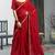 Red printed georgette saree with blouse
