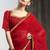 Red printed georgette saree with blouse