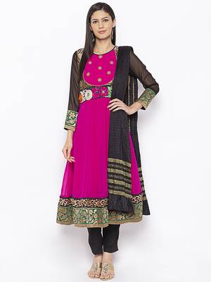 Pink Embroidered Georgette Salwar 1
