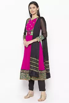Pink Embroidered Georgette Salwar