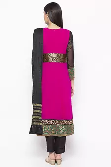 Pink Embroidered Georgette Salwar