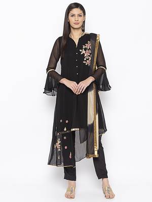 Black Embroidered Georgette Salwar 1