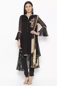 Black Embroidered Georgette Salwar