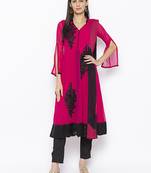 Magenta Embroidered Georgette Salwar
