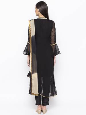 Black Embroidered Georgette Salwar 4