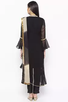 Black Embroidered Georgette Salwar