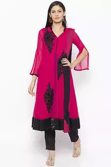 Magenta Embroidered Georgette Salwar