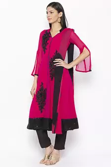 Magenta Embroidered Georgette Salwar