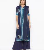Blue Embroidered Georgette Salwar