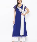 Blue Embroidered Georgette Salwar