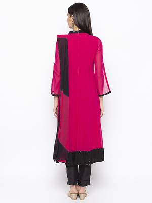 Magenta Embroidered Georgette Salwar 4