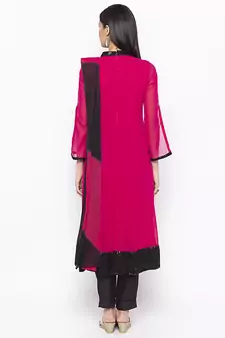 Magenta Embroidered Georgette Salwar