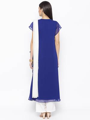 Blue Embroidered Georgette Salwar 4