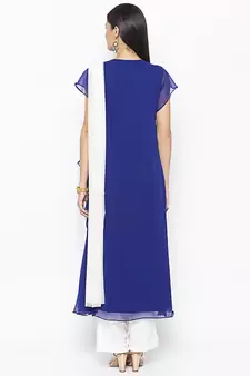 Blue Embroidered Georgette Salwar