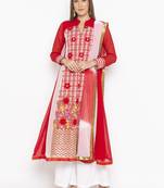 Red Embroidered Georgette Salwar