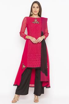 Pink Embroidered Georgette Salwar