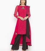 Pink Embroidered Georgette Salwar