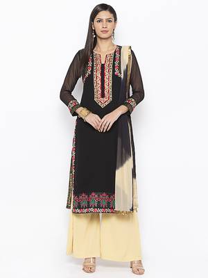 Black Embroidered Georgette Salwar 1