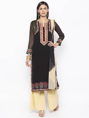 Black Embroidered Georgette Salwar 2