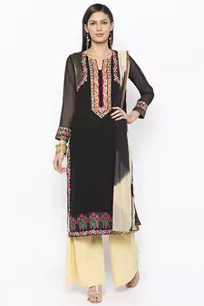 Black Embroidered Georgette Salwar