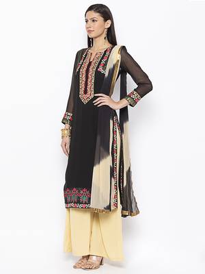 Black Embroidered Georgette Salwar 3