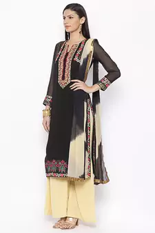 Black Embroidered Georgette Salwar