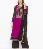 Purple Embroidered Georgette Salwar