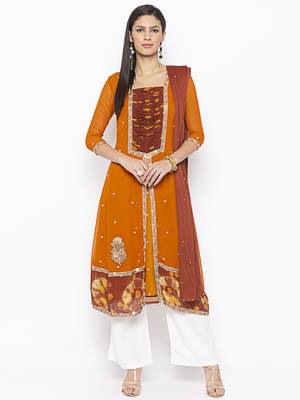 Mustard Embroidered Georgette Salwar 1