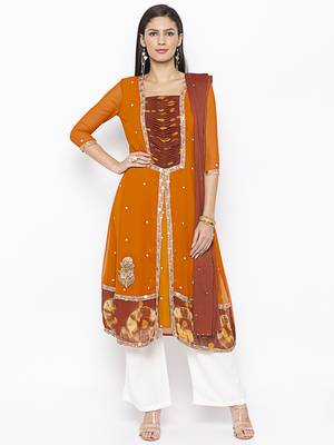 Mustard Embroidered Georgette Salwar 2