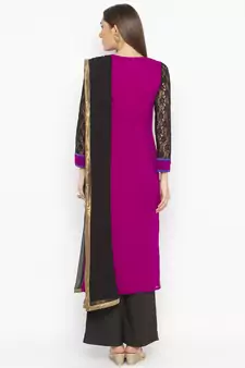 Purple Embroidered Georgette Salwar
