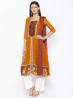 Mustard Embroidered Georgette Salwar 3