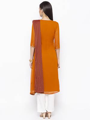 Mustard Embroidered Georgette Salwar 4