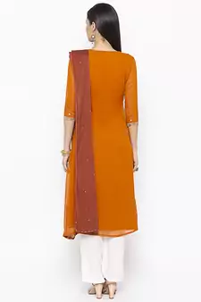 Mustard Embroidered Georgette Salwar