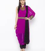 Magenta Embroidered Georgette Salwar