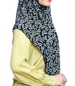 Black Pista Soft Chiffon Printed Square Scarf Hijab Dupatta For Women