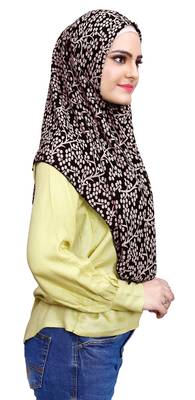 Soft Chiffon Printed 100 * 100 Square Scarf Hijab Dupatta For Women 3