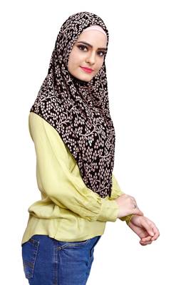 Soft Chiffon Printed 100 * 100 Square Scarf Hijab Dupatta For Women 5