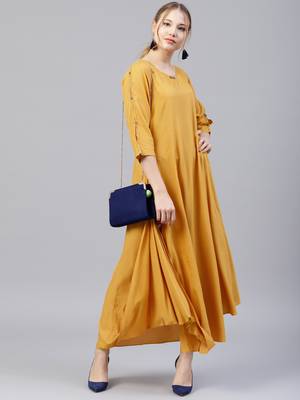 Mustard plain liva kurtas-and-kurtis 1