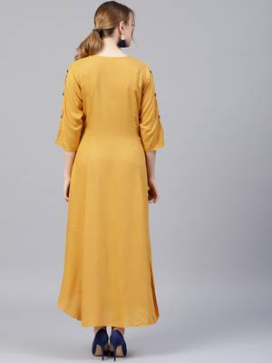 Mustard plain liva kurtas-and-kurtis 2