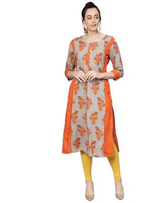 Grey printed liva kurtas-and-kurtis 1