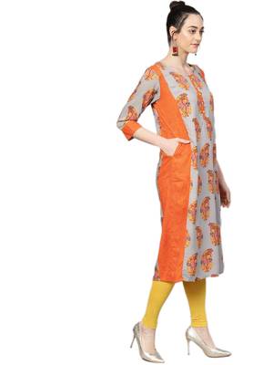 Grey printed liva kurtas-and-kurtis 3
