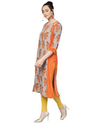 Grey printed liva kurtas-and-kurtis 4