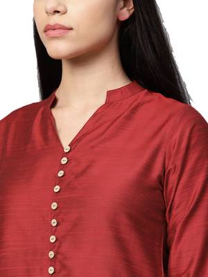 Red plain art silk kurtas-and-kurtis 5