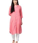 Pink printed liva kurtas-and-kurtis