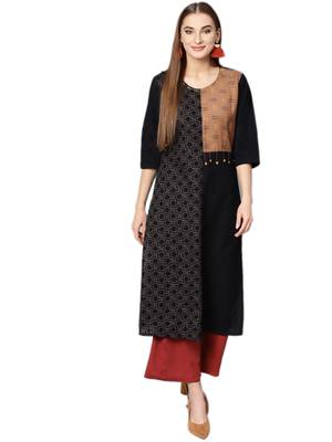 Black printed cotton kurtas-and-kurtis 1