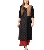 Black printed cotton kurtas-and-kurtis