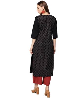 Black printed cotton kurtas-and-kurtis 2