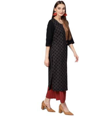 Black printed cotton kurtas-and-kurtis 3