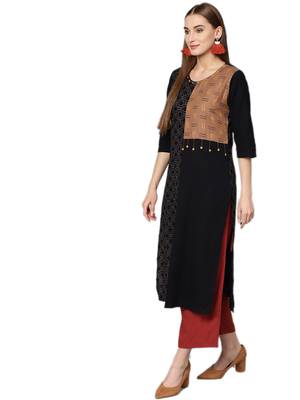Black printed cotton kurtas-and-kurtis 4